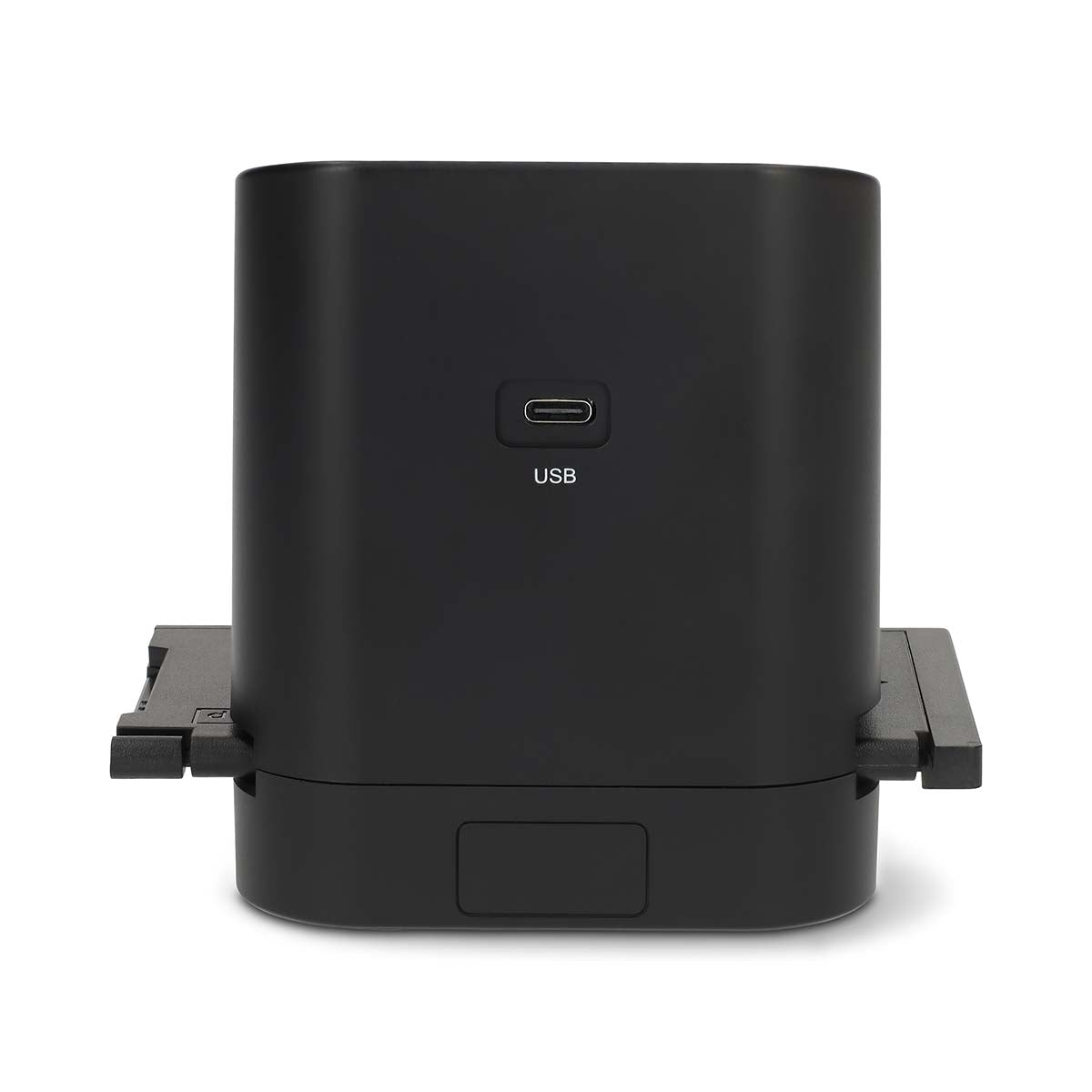 Nedis Slide  Negative Scanner 8MP bagfra med central USB-C port mærket USB samt sidepladser til dias/negativer.