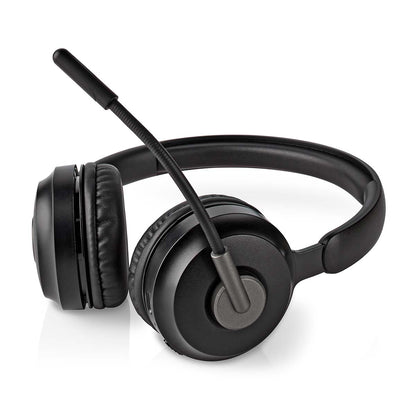 Nedis Bluetooth PC-headset sort on-ear stereo med polstrede ørepuder og justerbar mikrofon.