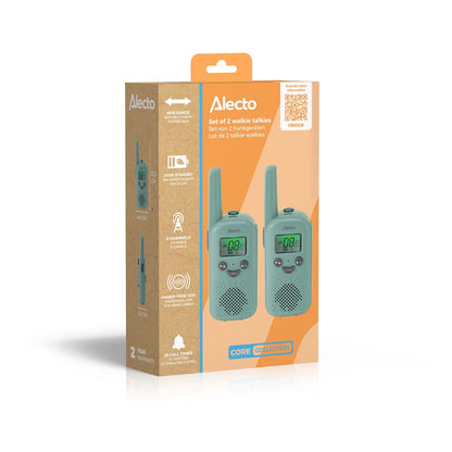 Walkie-talkie-sæt PMR446, grøn, 2 stk, VOX håndfri, opkaldstoner, to års garanti.