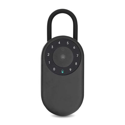 SmartLife Nøgleboks Bluetooth udendørs, sort, rundt digitalt tastatur (0-9), lille grøn indikator under tasterne.