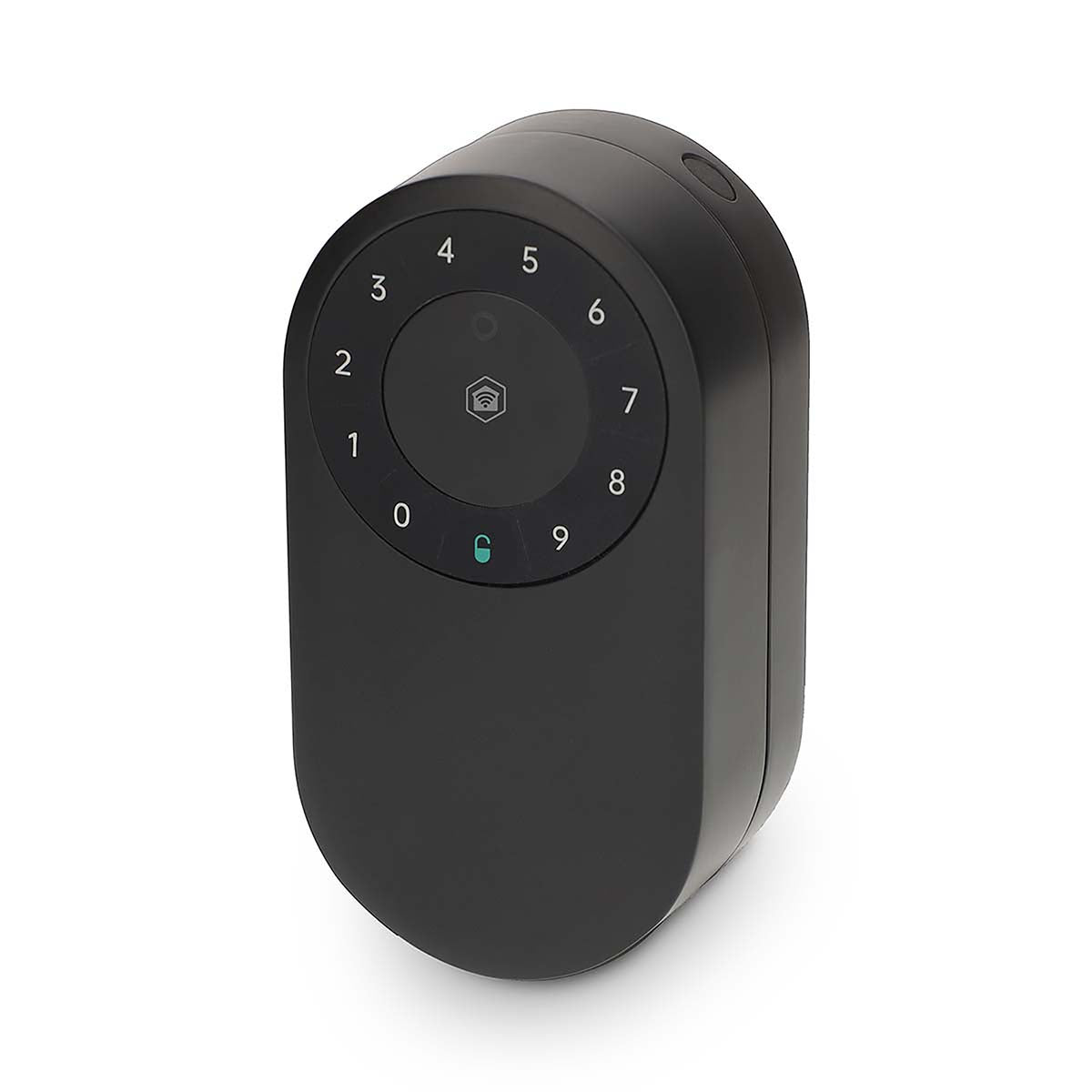 SmartLife nøgleboks Bluetooth udendørs, sort, rundt touch-tastatur 0-9 og centerikon, elektronisk nøgleboks.