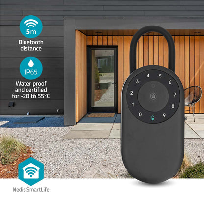 SmartLife nøgleboks Bluetooth udendørs med cirkulært tastatur, IP65, temp. -20 til 55°C, Bluetooth ikon op til 5 m.
