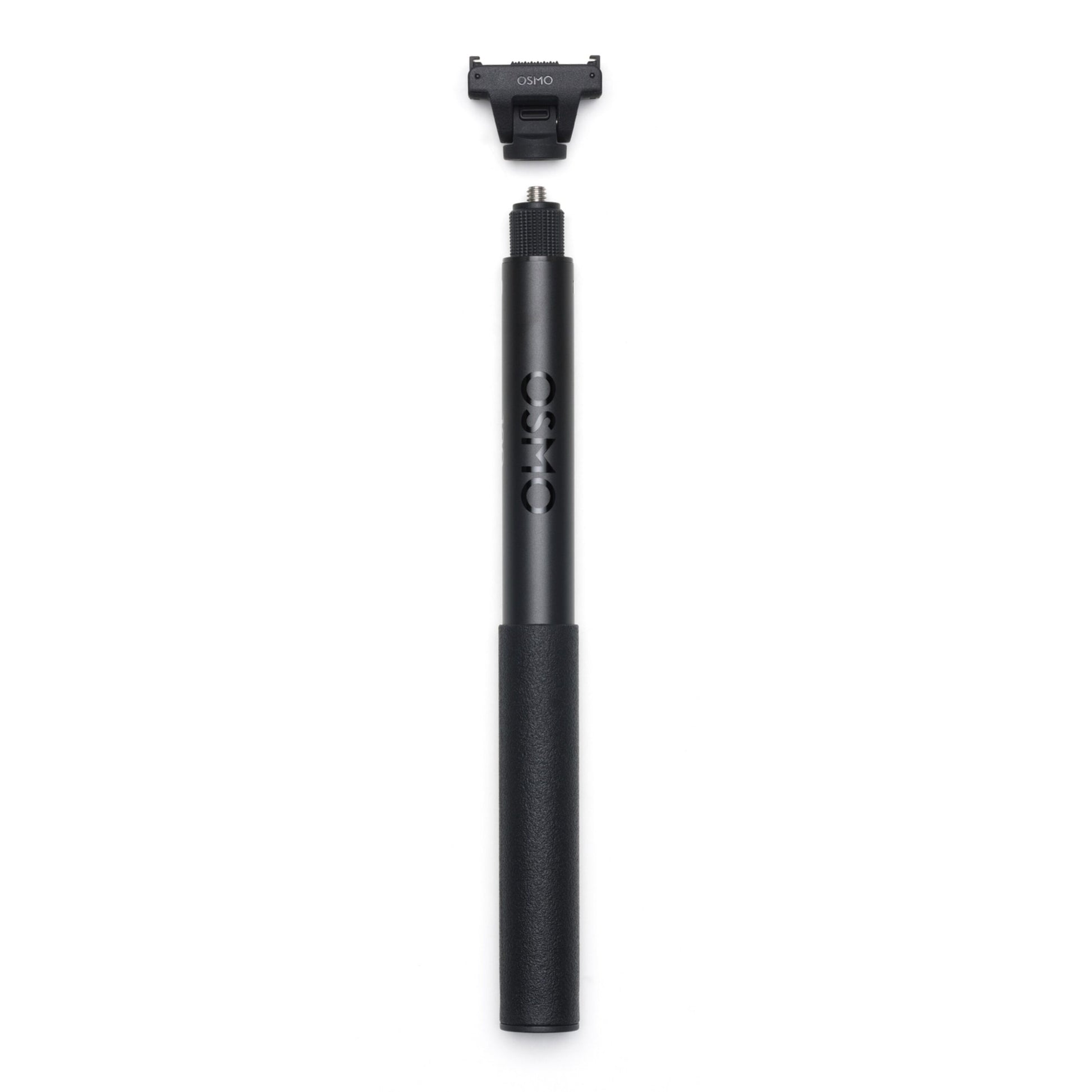 DJI Osmo 1,2 m sort udtrækkeligt selfie stick sæt med kamerafæste og OSMO logo på håndtag.