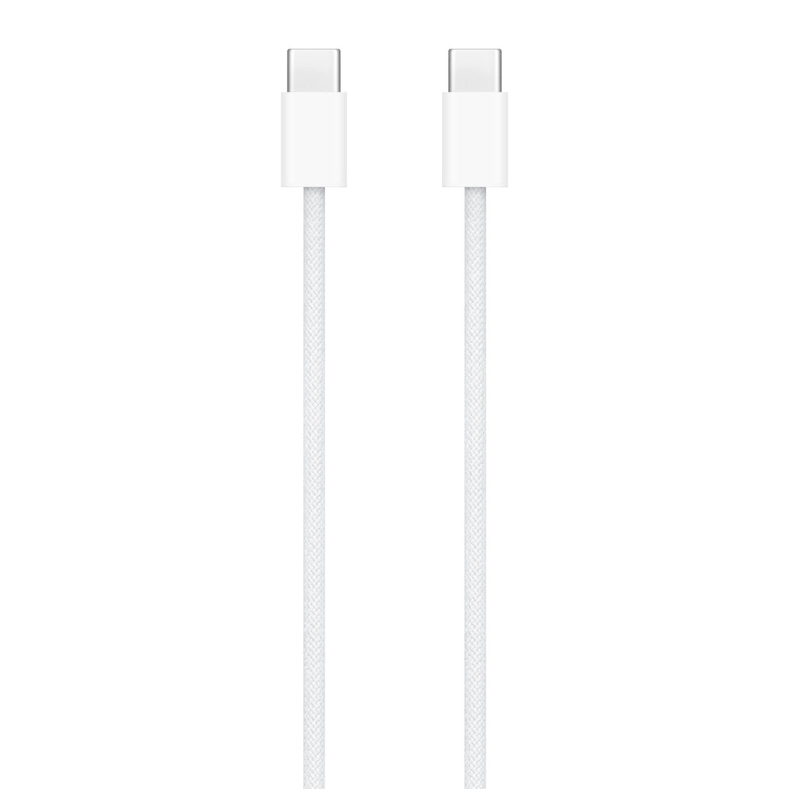Apple USB-C til USB-C kabel, hvid flettet, to stik side om side, kompatibel med Magisk Trackpad og Multi-Touch tilbehør.