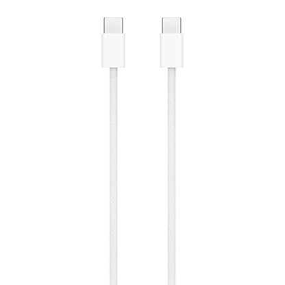 Apple USB-C til USB-C kabel, hvid flettet, to stik side om side, kompatibel med Magisk Trackpad og Multi-Touch tilbehør.