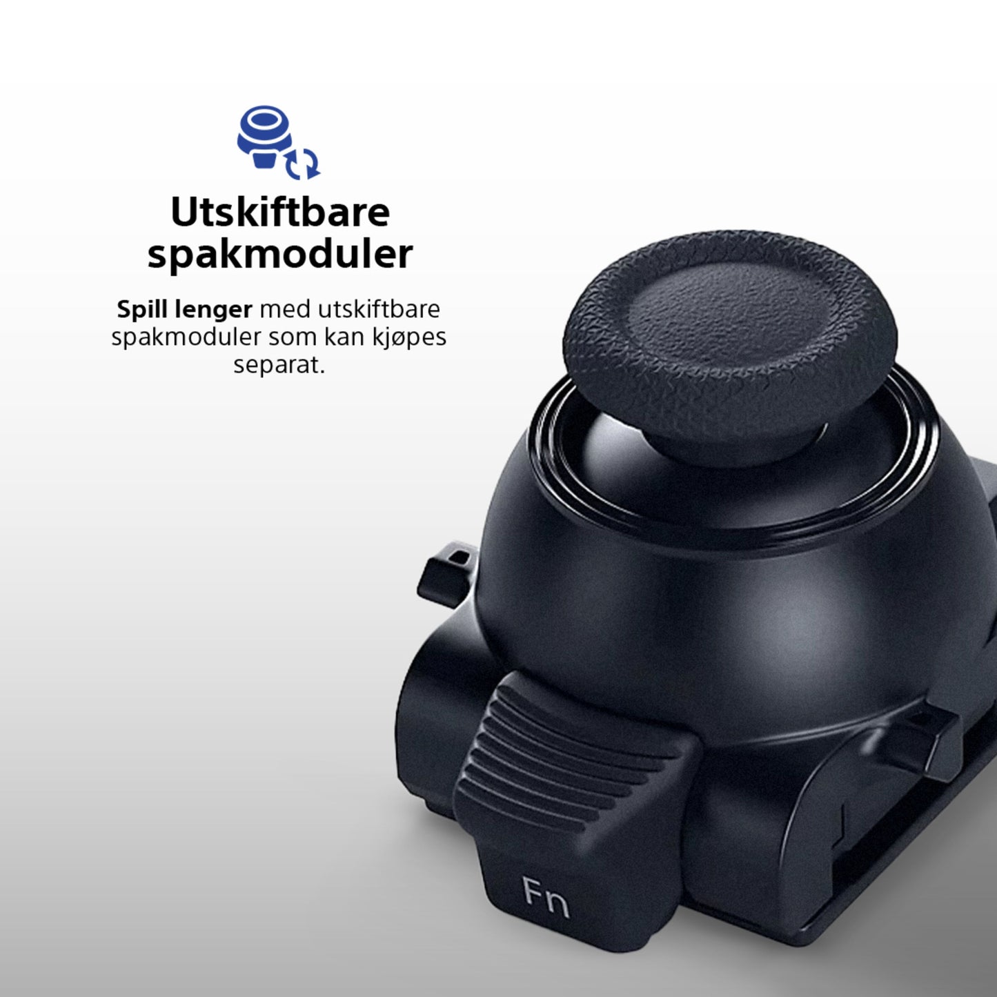 Sort udskiftelig joystickmodul med teksturgreb og Fn-knap til Sony DualSense Edge controller, PlayStation 5.