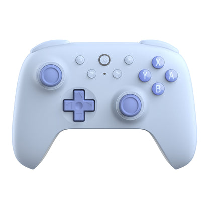8Bitdo Ultimate 2C trådløs controller til Nintendo Switch blå, små knapper, D-pad, to joysticks, X Y A B forfra.