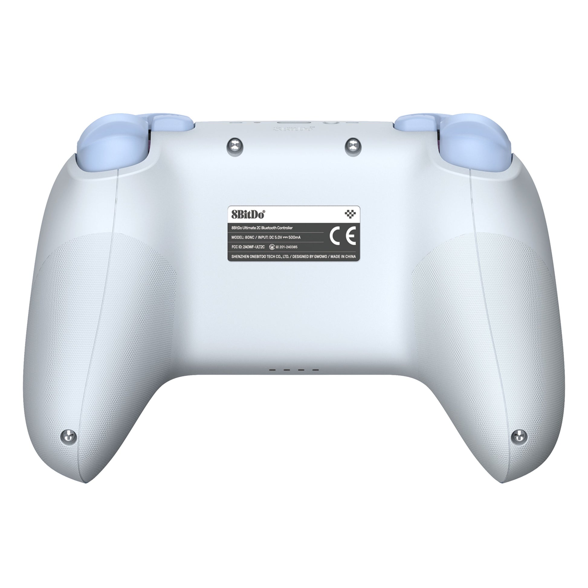 8Bitdo Ultimate 2C trådløs controller til Nintendo Switch blå, teksturerede greb, lyseblå triggerknapper, midterlabel.