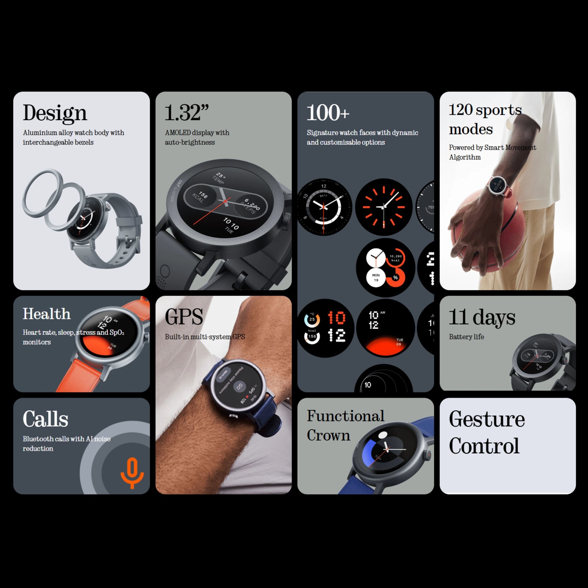 Nothing CMF Watch Pro 2 Mørkegrå smartwatch, aluminium, 1,32" AMOLED, 100+ urskiver, GPS, Bluetooth opkald.