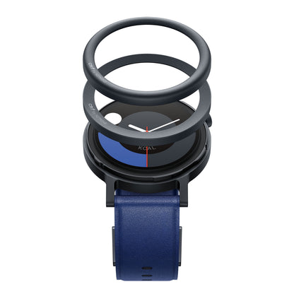 Intet CMF Watch Pro 2 smartwatch blå med blå læderrem, til mørke udskiftelige bezel-ringe og AMOLED-skærm.