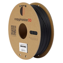 Copymaster3D PLA-filament 1,75 mm sort, papspole med QR-kode, målemarkeringer og hvid etiket med produktinfo.