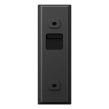 Eufy Video dørklokke 2K sort, rektangulær, to kameraer, bagfra med tre monteringspunkter og centralt batterirum.