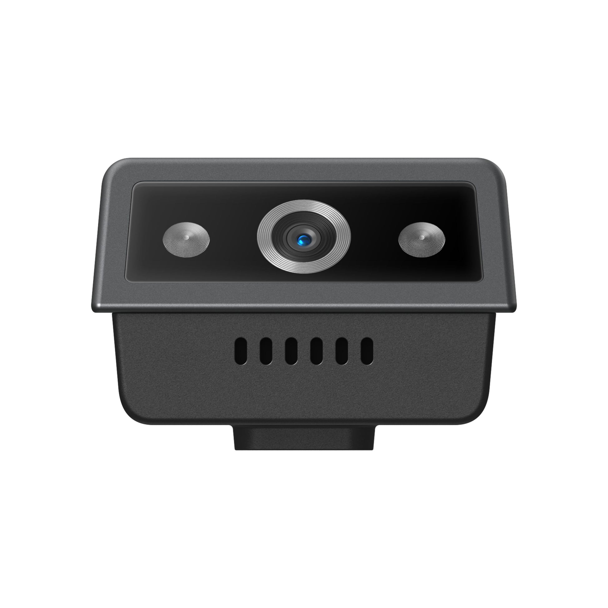 Eufy Video dørklokke 2K sort med to kameraer, central linse, to sensorer og ventilationsåbninger.