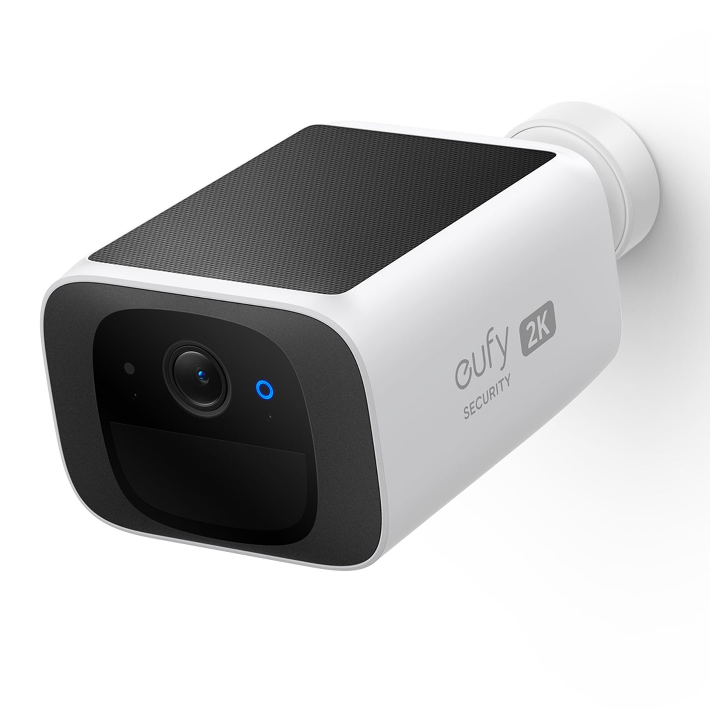 Eufy SoloCam S220 trådløst solcelledrevet overvågningskamera 1-pakke med bred synsvinkel og blå LED-indikator.