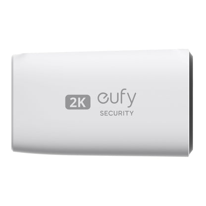 Eufy SoloCam S220 trådløst overvågningskamera, 2K-opløsning, hvid, rektangulær.