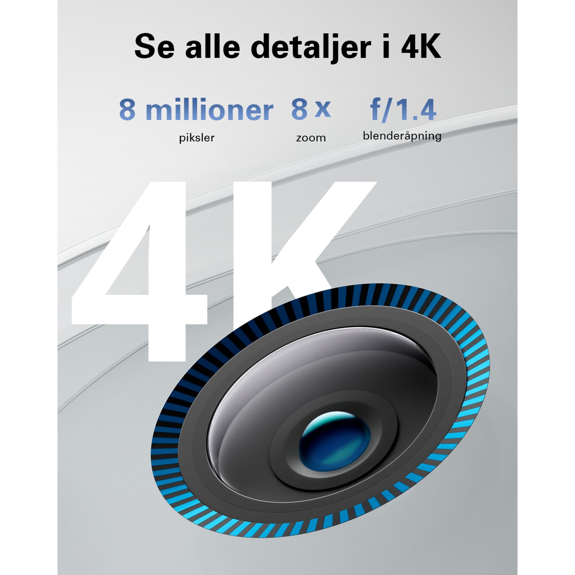 Eufy EufyCam 3 kit med solpanel 4 kameraer 8 MP 8x zoom f/1.4 trådløs montering norsk tekst Se alle detaljer i 4K.