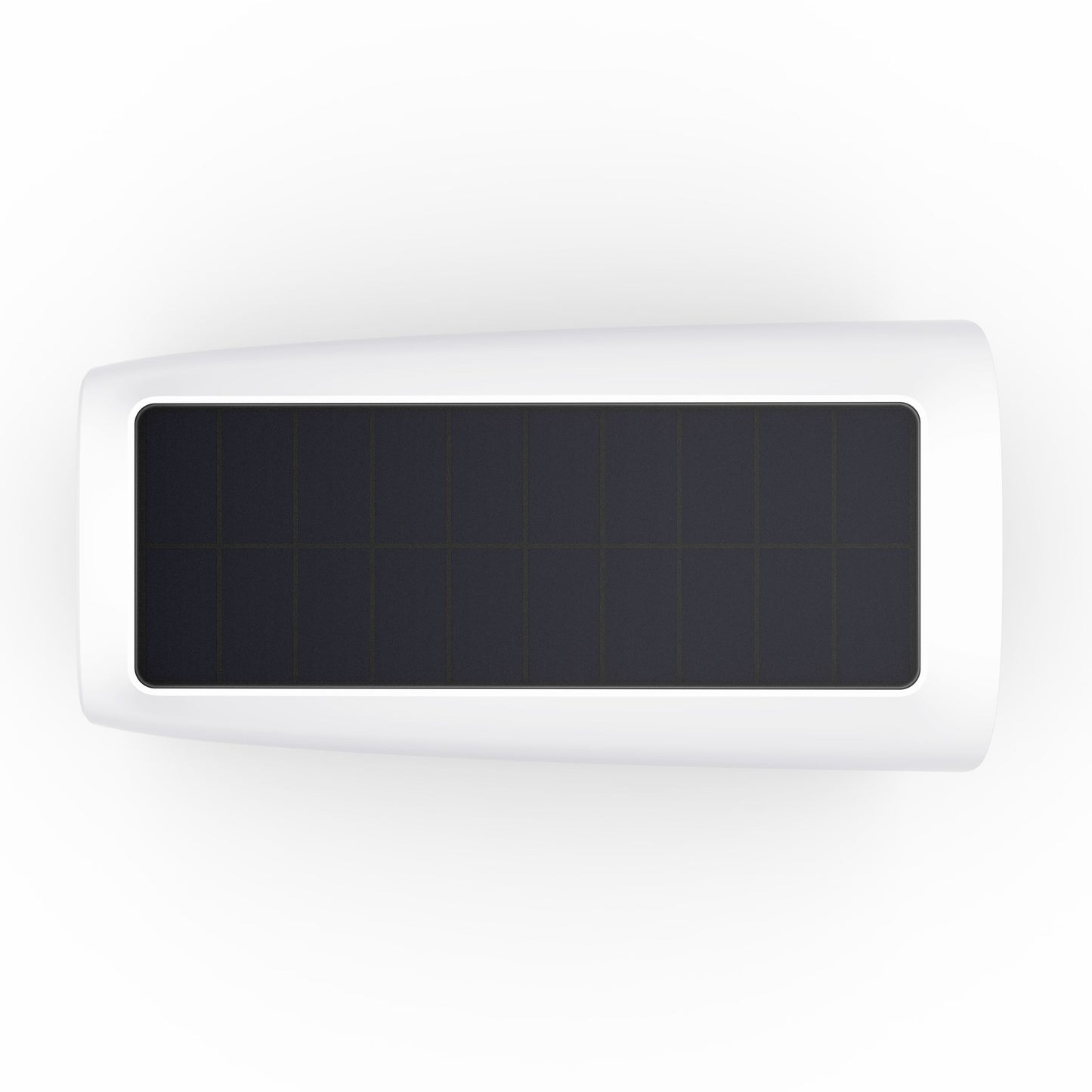 Eufy solpanel sort med hvid kant, rektangulær, set oppefra, til EufyCam 3 kit solpanel 4 kameraer trådløs montering.