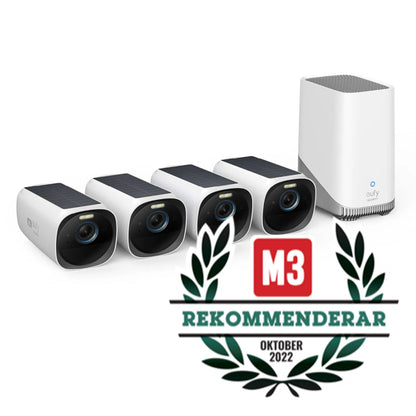 Eufy EufyCam 3 kit solpanel 4 kameraer 4K overvågning ved M3 Rekommenderar Oktober 2022-prismærke.