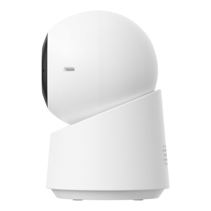 Eufy Indendørs kamera E30 trådløs overvågningskamera 4K, sort linsefelt, 360° pan, sideview, monteret på base.