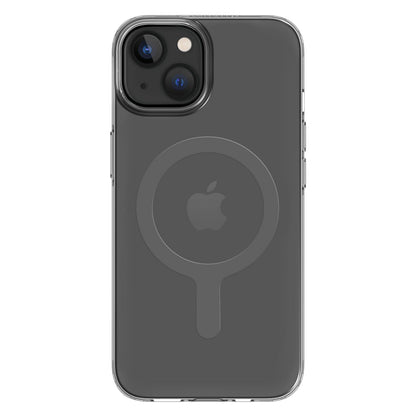 A Good Company biobaseret klart iPhone 13/14 cover med synlig cirkulær MagSafe-kant og centreret Apple-logo.