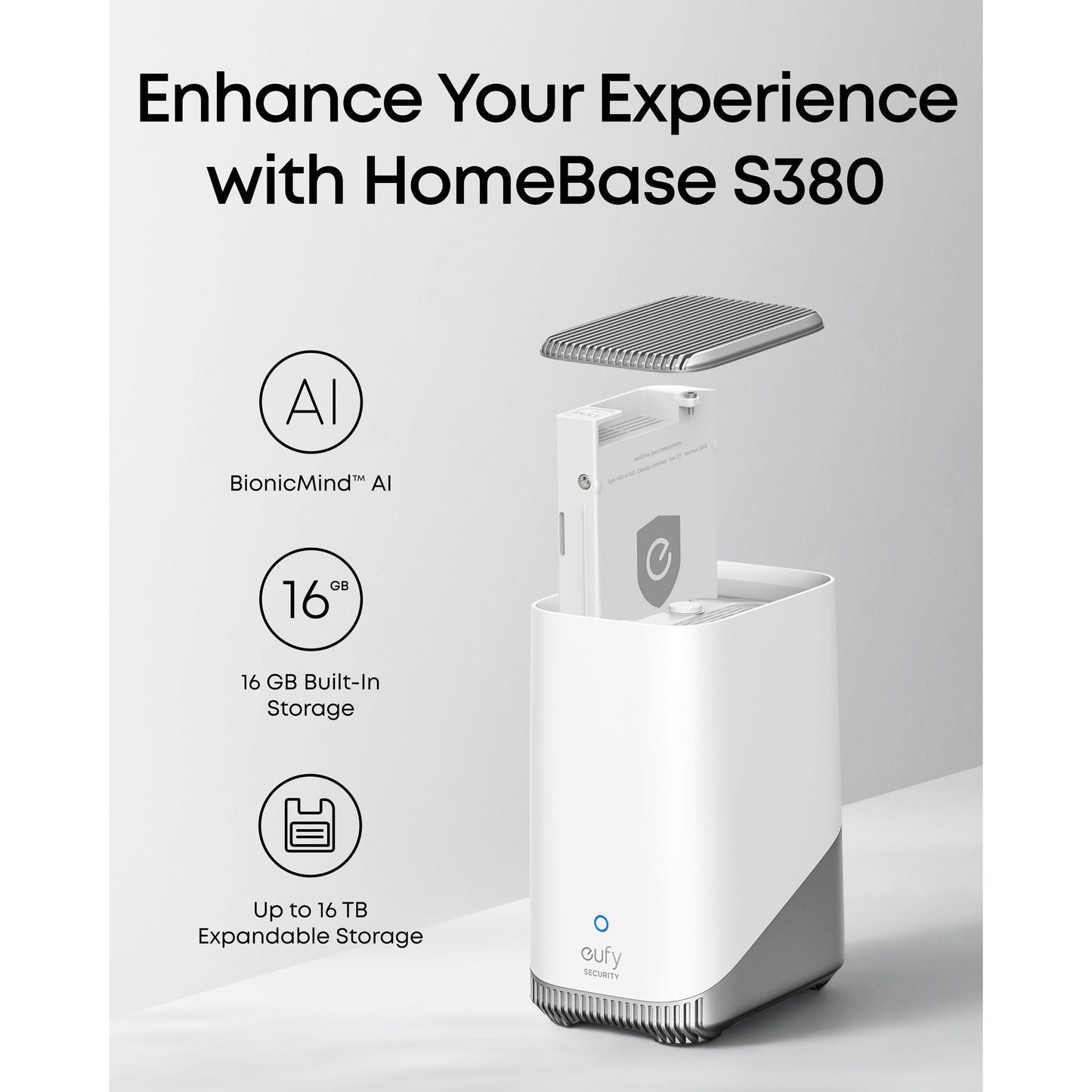 EufyCam E40 3-kamerasæt med HomeBase S380, BionicMind AI, 16GB indbygget og op til 16TB udvidelig lagring.