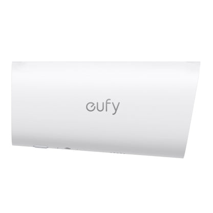 Eufy EufyCam E40 ekstra kamera, hvid, cylinderformet med gråt eufy-logo, 2K overvågning, knapper og porte på siden.