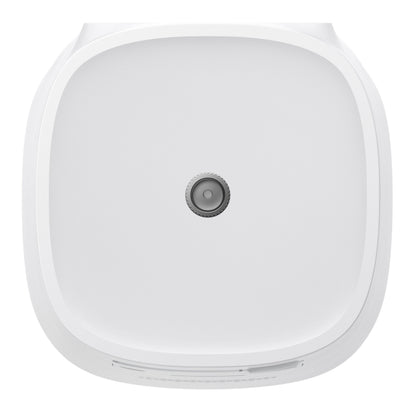 Eufy EufyCam E40 Ekstra kamera topview, hvid, firkantet med afrundede hjørner og centralt linseknap, 2K solcelledrevet.