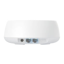TP-Link Deco BE3600 Pro hvid oval router med strømport bagpå, to Ethernet-porte og WPS-knap.