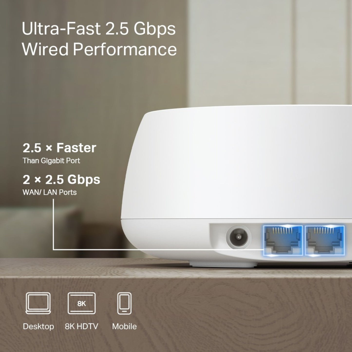 TP-Link Deco BE3600 Pro mesh, til ethernet-porte, 2,5 Gbps hastighed, dual-band, sort finish.