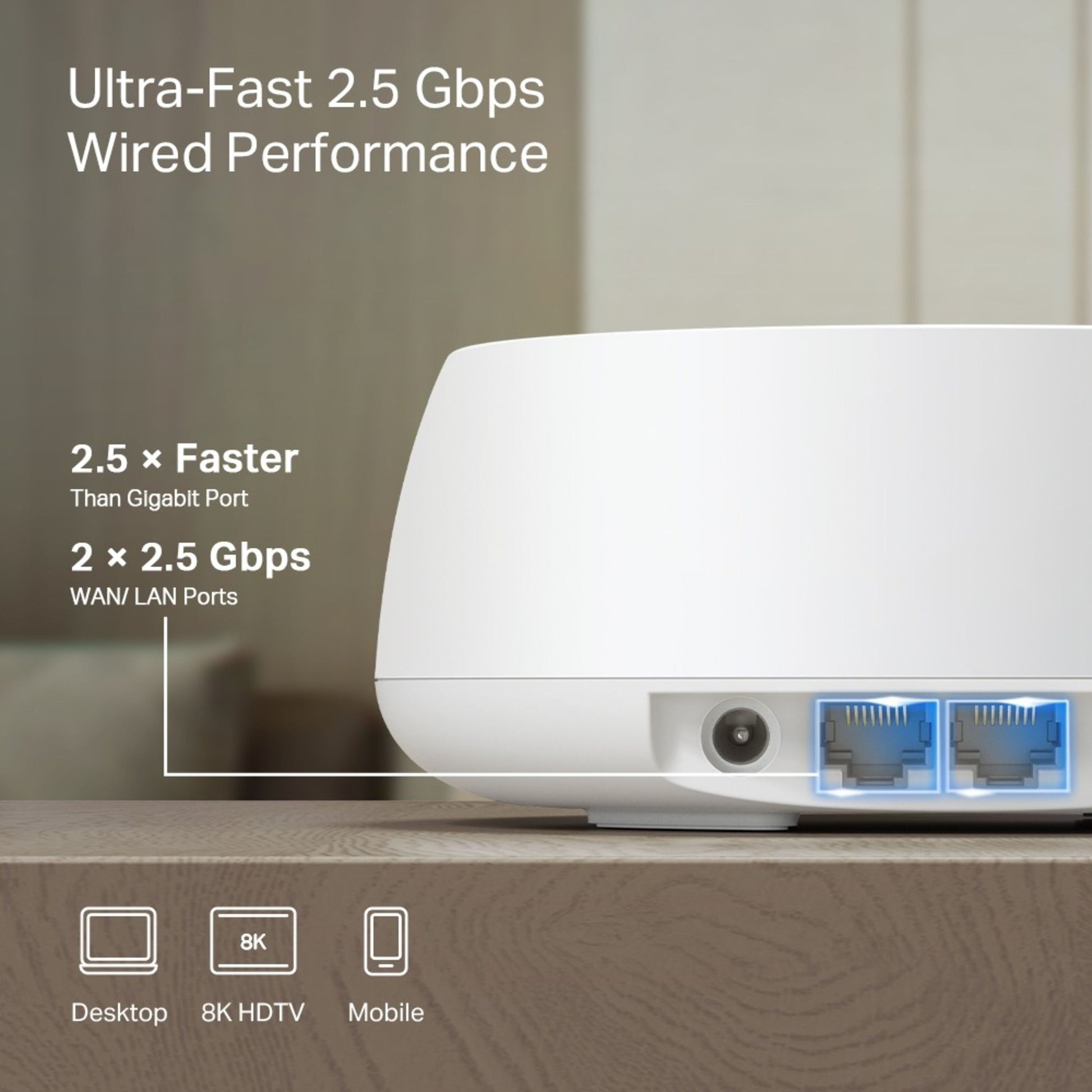 TP-Link Deco BE3600 Pro mesh, til ethernet-porte, 2,5 Gbps hastighed, dual-band, sort finish.
