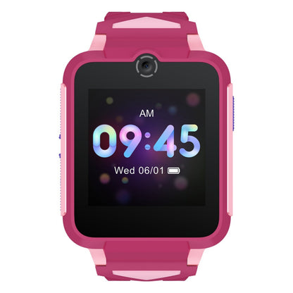 TCL Børneur MT42X børne-smartwatch lyserød med farvet touchscreen, GPS-positionering, frontkamera og gummirem.