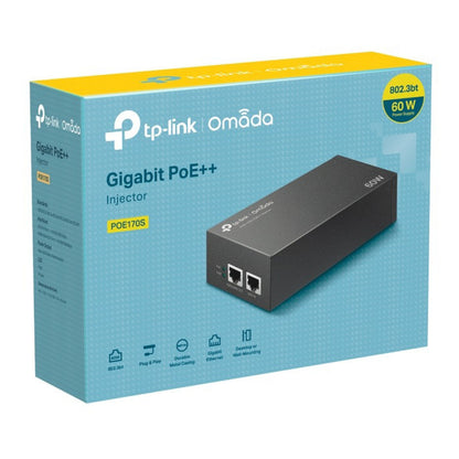 TP-Link Omada POE++ injektor 60W, 802.3bt support, POE strømforsyning og 60W output til gigabit-netværk.
