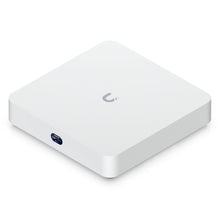 Ubiquiti UniFi Netværk Videooptager Instant, kvadratisk design med afrundede hjørner, mørkt ovalt display, 6 PoE-porte.