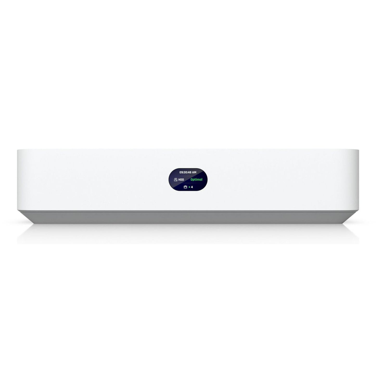 Ubiquiti UniFi Netværk Videooptager Instant, hvid rektangulær med centralt display og 6 PoE-porte.