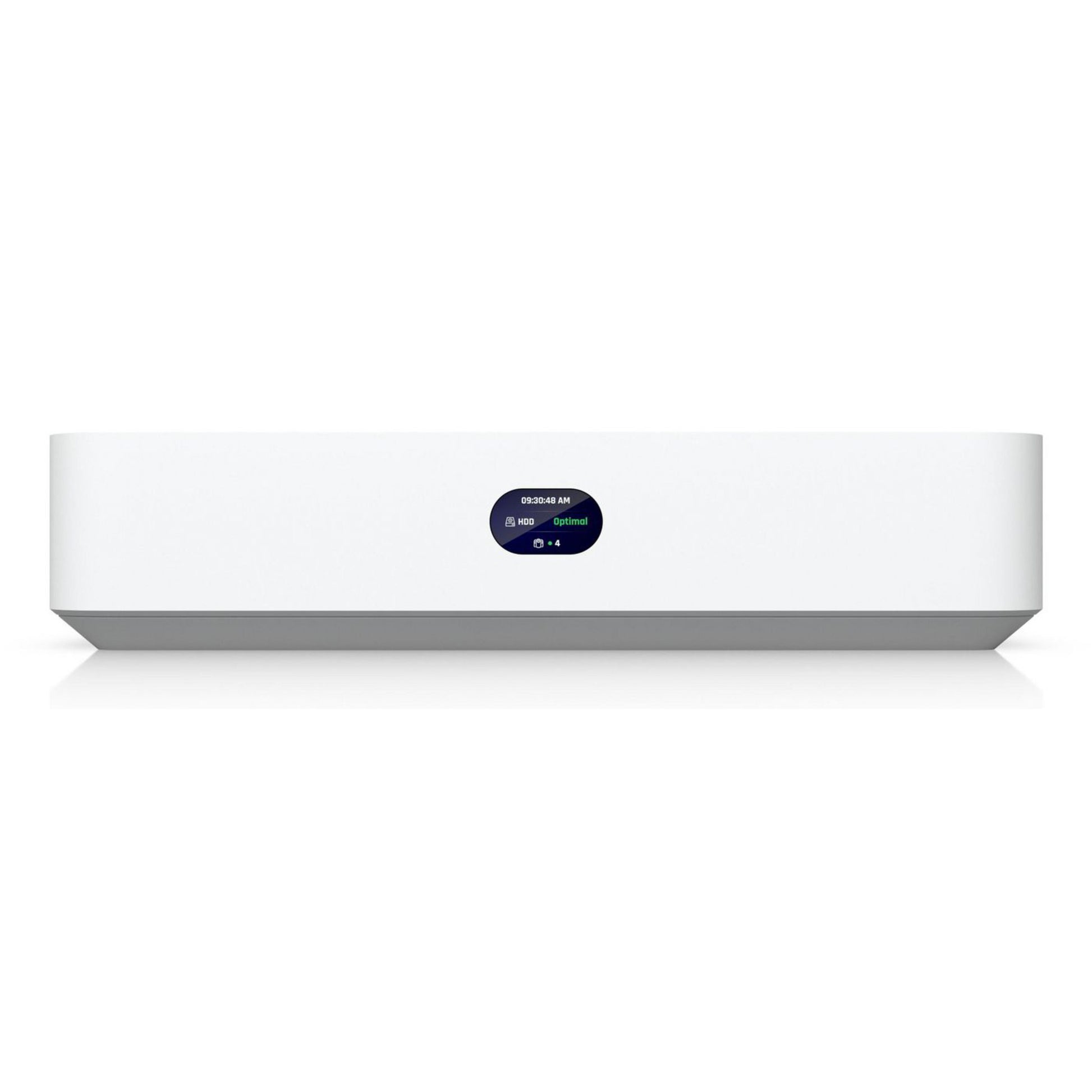 Ubiquiti UniFi Netværk Videooptager Instant, hvid rektangulær med centralt display og 6 PoE-porte.