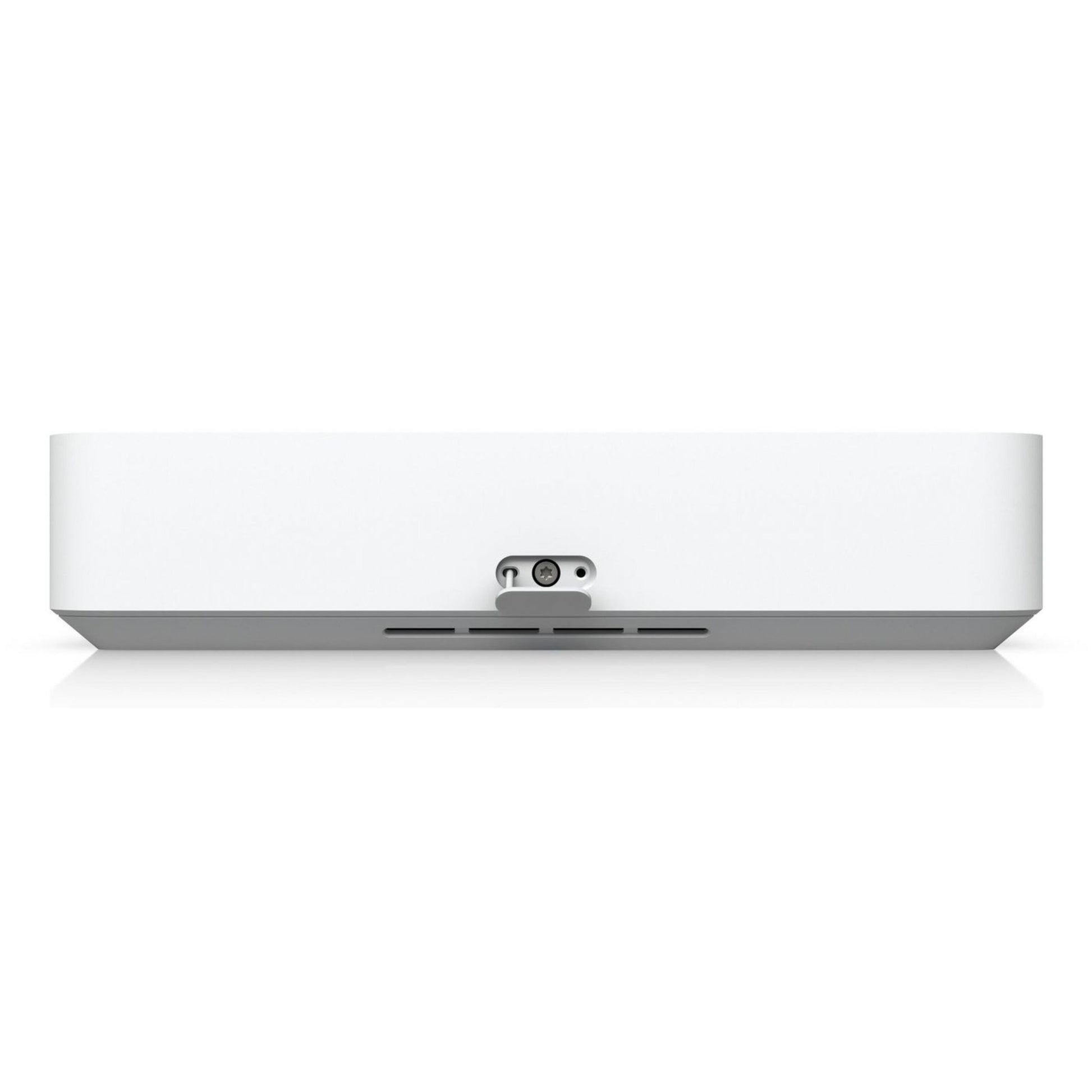 Ubiquiti UniFi Netværk Videooptager Instant set bagfra med 6 PoE-porte og flere porte/riller til lokal overvågning.
