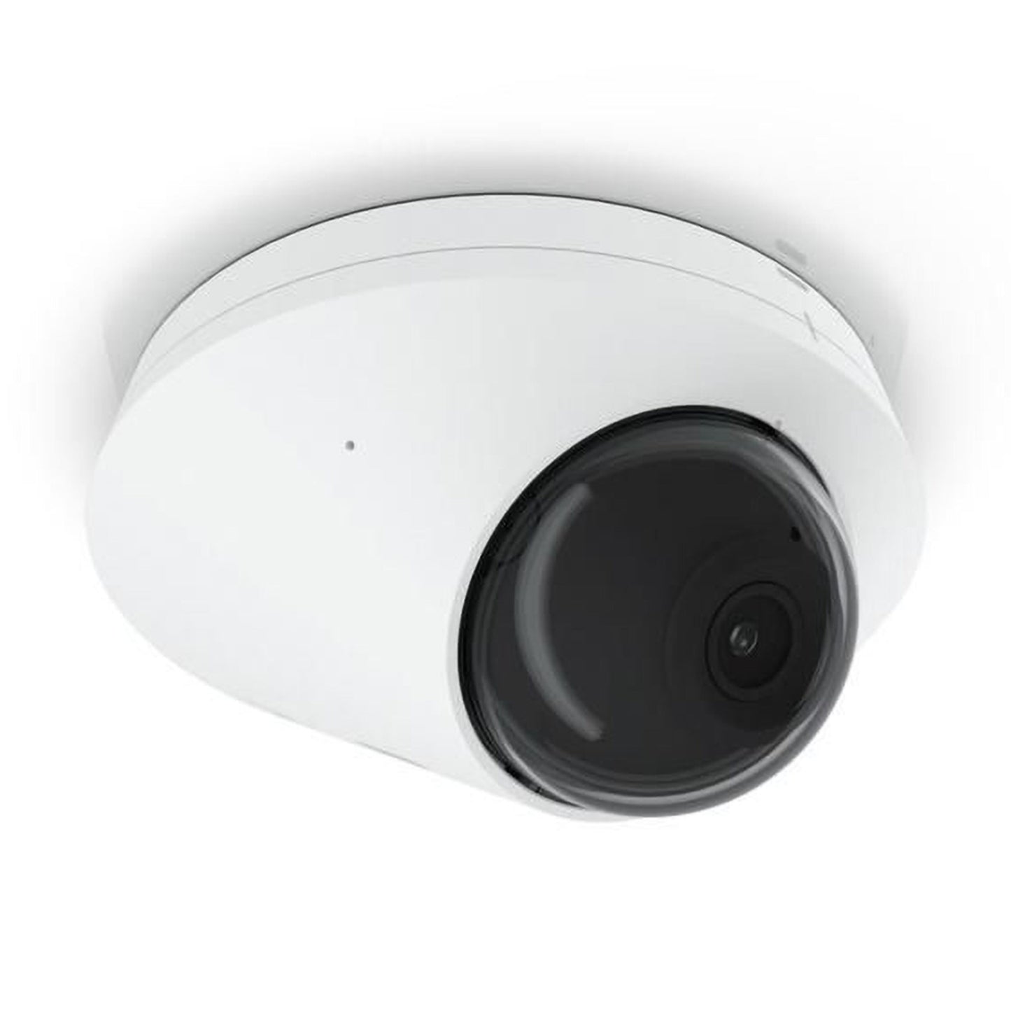 Ubiquiti G5 Dome PoE-overvågningskamera, hvid kuppel, sort linseafdækning, loftmonteret, IR-nattesyn.