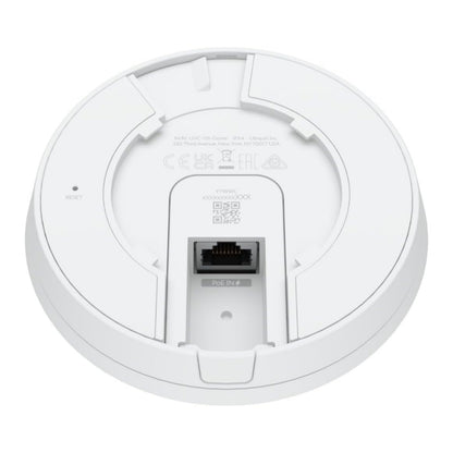 Ubiquiti G5 Dome PoE-overvågningskamera bundtet med IR-nattesyn, reset-knap, Ethernet-port PoE IN og produktdetaljer.