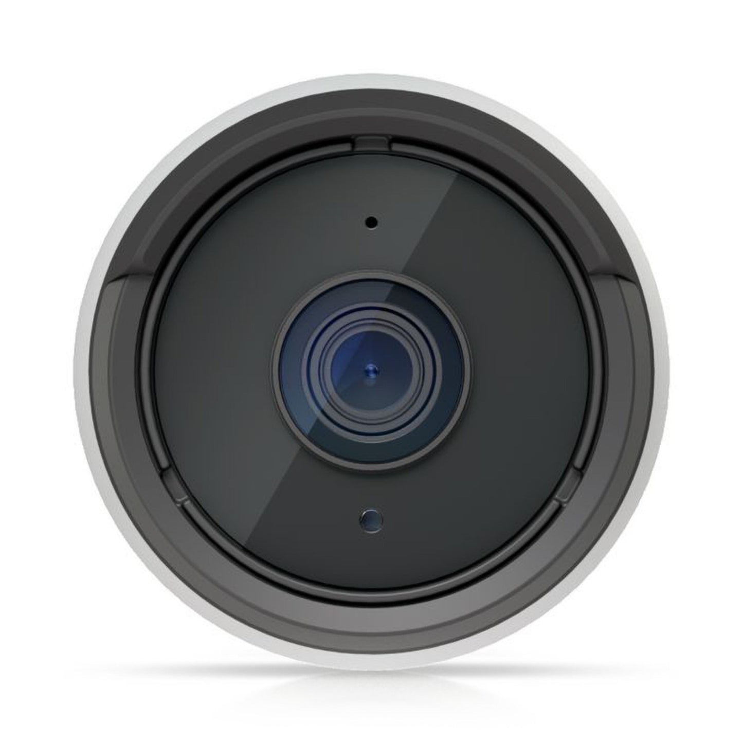 Ubiquiti G6 Bullet 4K PoE overvågningskamera, frontlinse, rund sort og grå metal kapsling.