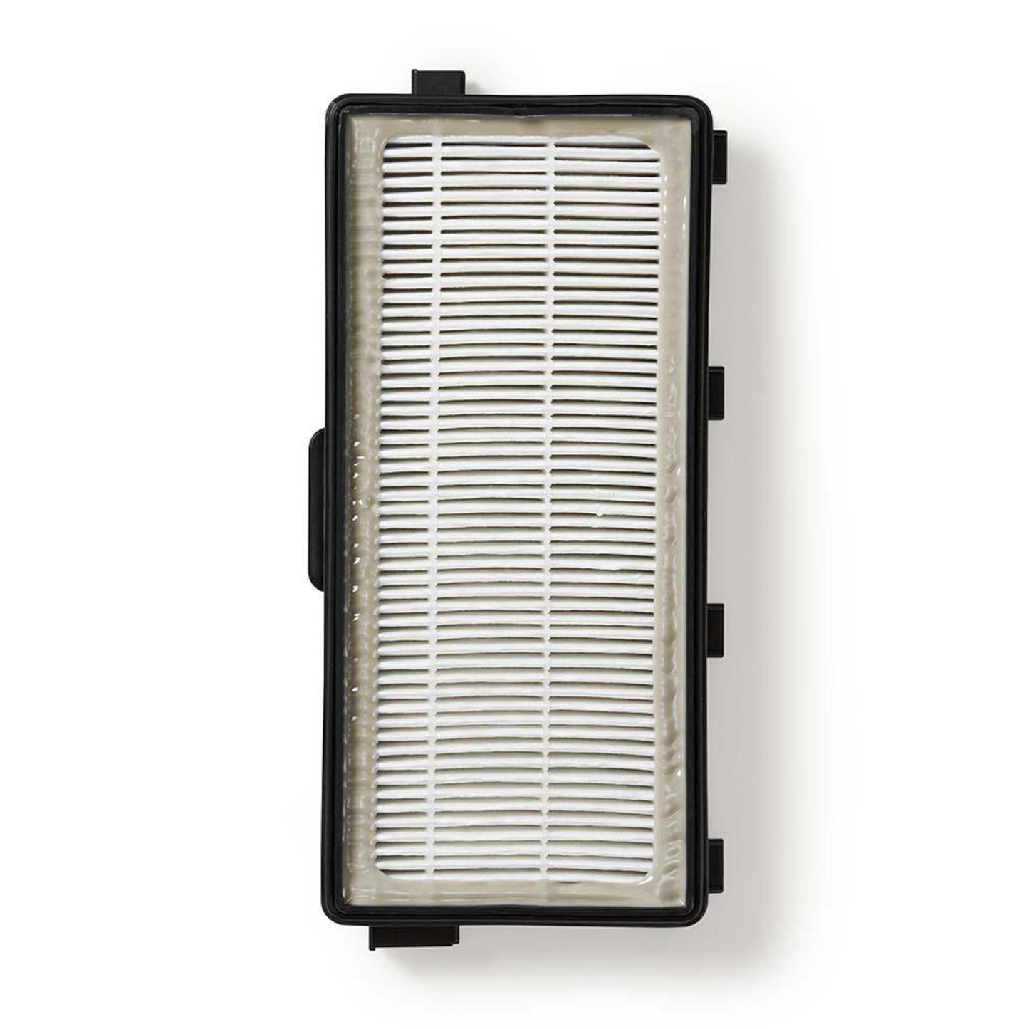 Miele SF-AH50 HEPA-filter, rektangulær, hvid plisseret HEPA-overflade og sort plastramme.