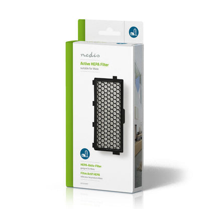 Miele HEPA-filter SF-AH50 i sort med honeycomb-mønster, hvid æske med grønne detaljer, til Miele SF-AH50 støvsugere.