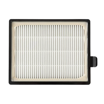 HEPA-filter FC8031 til Philips støvsuger, sort ramme, hvid plisseret filtermedie, lille sort tap til højre.