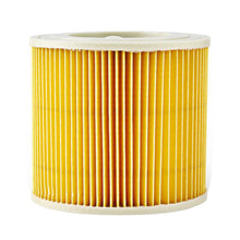 Cylindrisk gul plisseret luftfilter med hvide endekapper, passer til Patronfilter Kärcher 6.414-552.0.