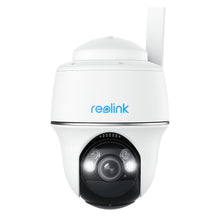 Reolink Go Series G430 udendørs 4G LTE kamera 2k, front med kuppellinse, til små lys og blåt Reolink-logo øverst.