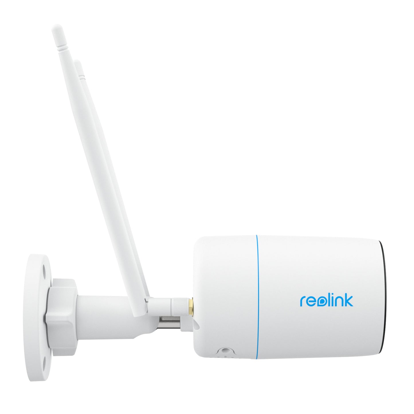 Reolink W330 4K WiFi 6 overvågningskamera, dobbelte antenner, vægbeslag, cylindrisk, farvenatvision, blåt logo.