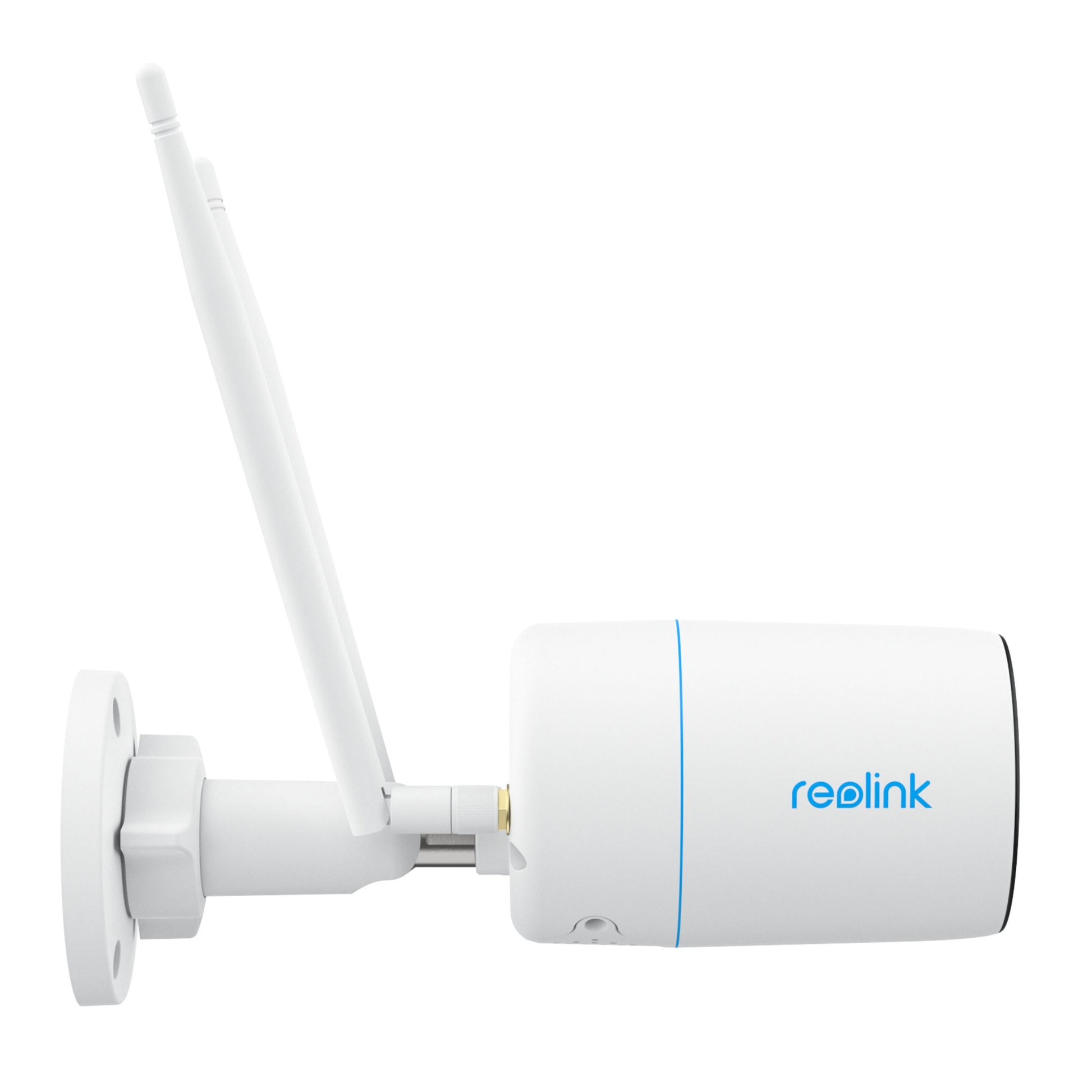 Reolink W330 4K WiFi 6 overvågningskamera, dobbelte antenner, vægbeslag, cylindrisk, farvenatvision, blåt logo.