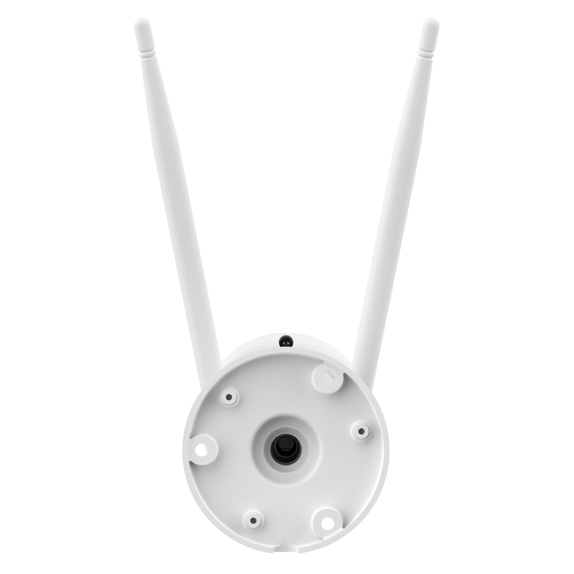 Reolink W330 4K WiFi 6 overvågningskamera bagfra, rund base med monteringshuller og to opadgående antenner.
