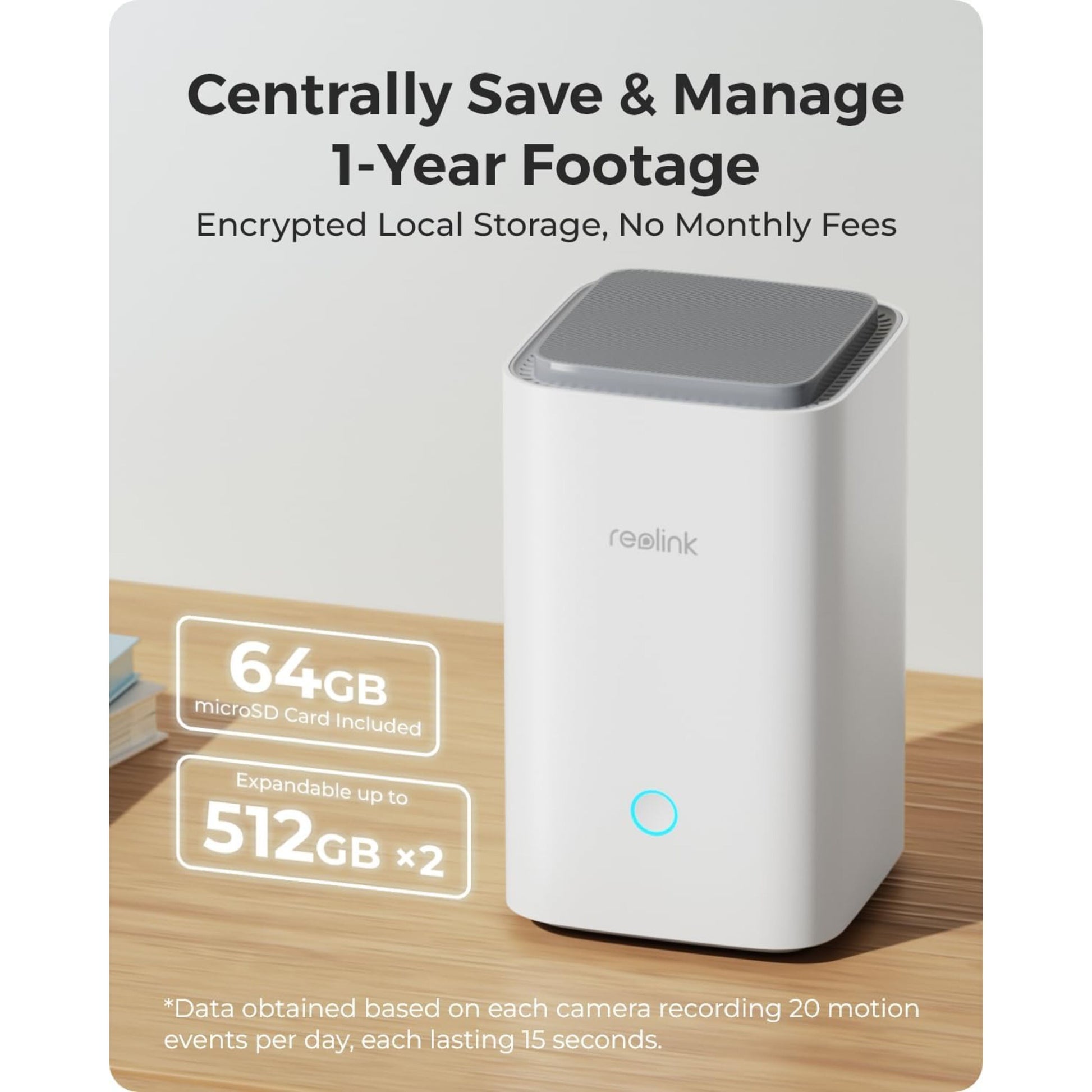 Reolink Home Hub med 2x Argus 3 Ultra 4K-kamera hvid/grå, inkl. 64GB microSD, op til 2x512GB, lokal krypteret lagring.