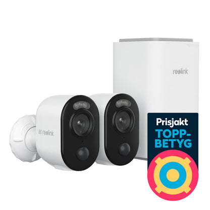 Reolink Home Hub med 2x Argus 3 Ultra 4K-kamera, sortering, sikkerhedssystem til hjemmet.