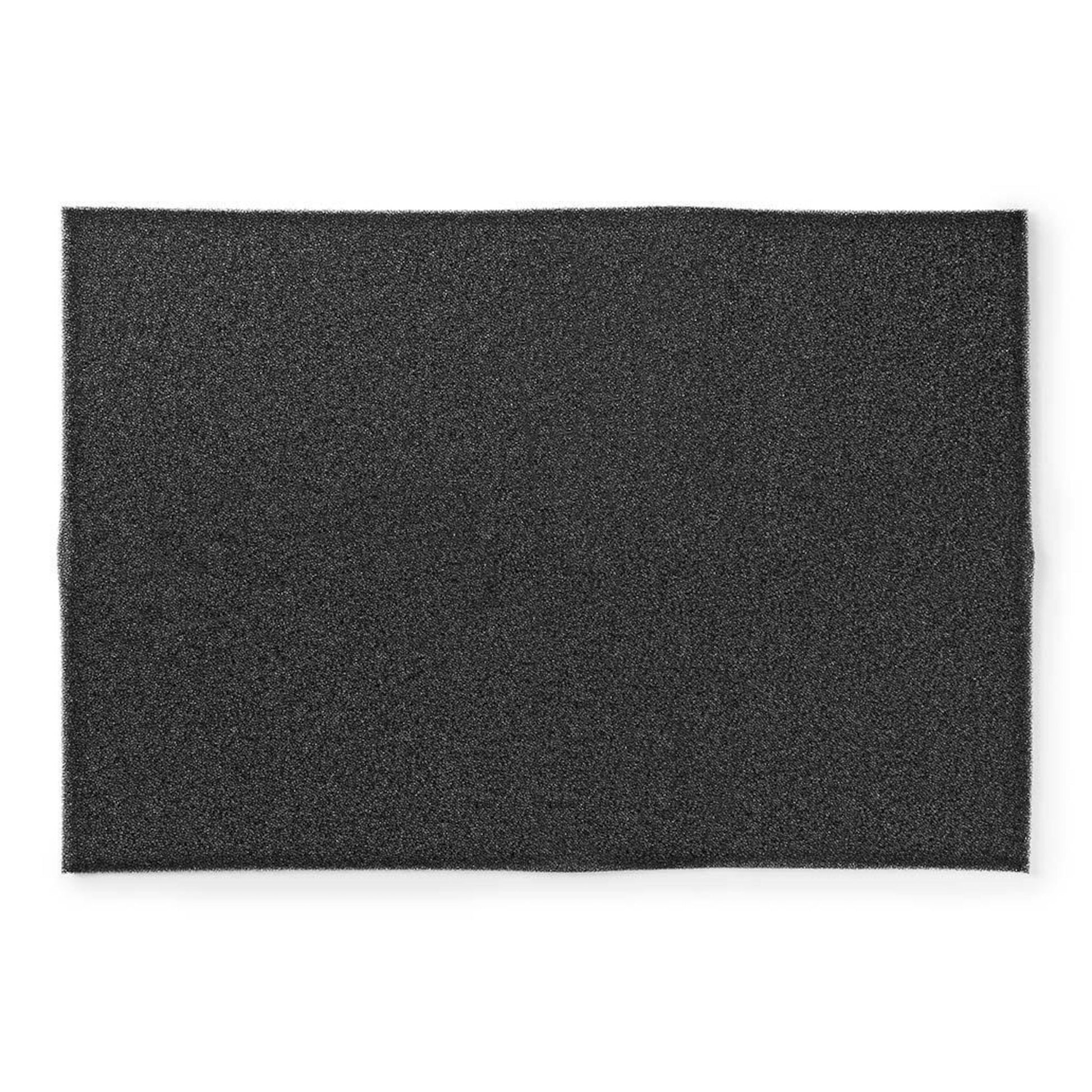 Fedtfilter til emhætte, sort rektangulær polyester med let tekstureret, porøs overflade, vaskbar.